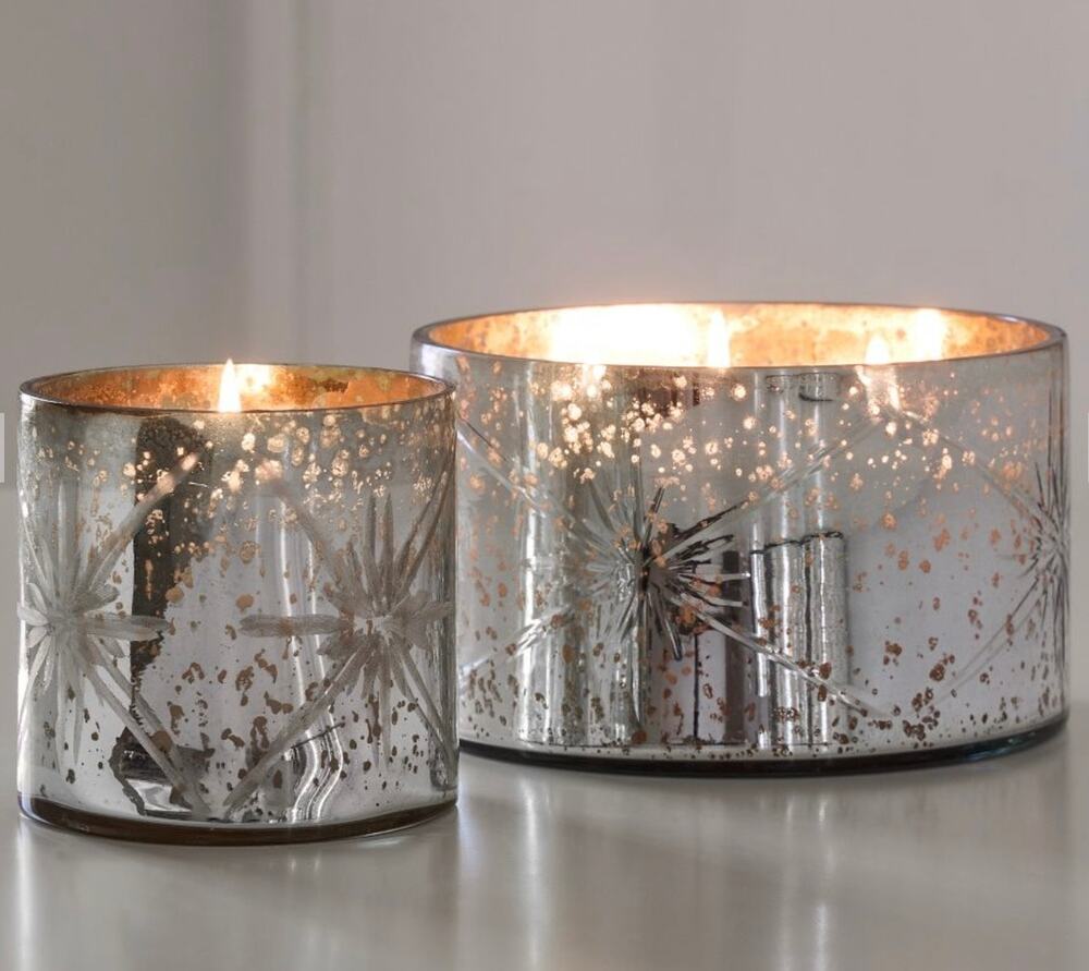 West Elm Celeste Silver Cut Glass Scented Candle Amber Nutmeg Bergamot New